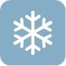 Snowflake icon symbol on a blue background representing coolness or freshness.