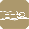 Symbol of a human body lying down, highlighted for comfort and support.