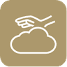 Hand touching a cloud symbolizes comfort and softness.