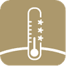Symbol of a thermometer with temperature markings on a neutral background.