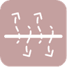 Symbol for breathability with curved lines on a pink background.